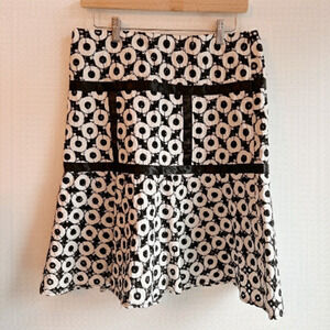 Dinh BA | Custom Made Black & White Heavy Eyelet A-Line Skirt